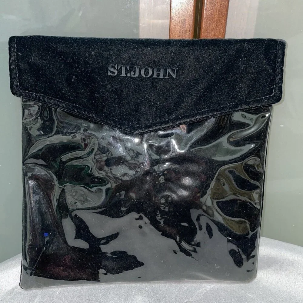 St. John Empty Velvet & PVC Jewelry Necklace Bracelet Valuables Bag Pouch Set